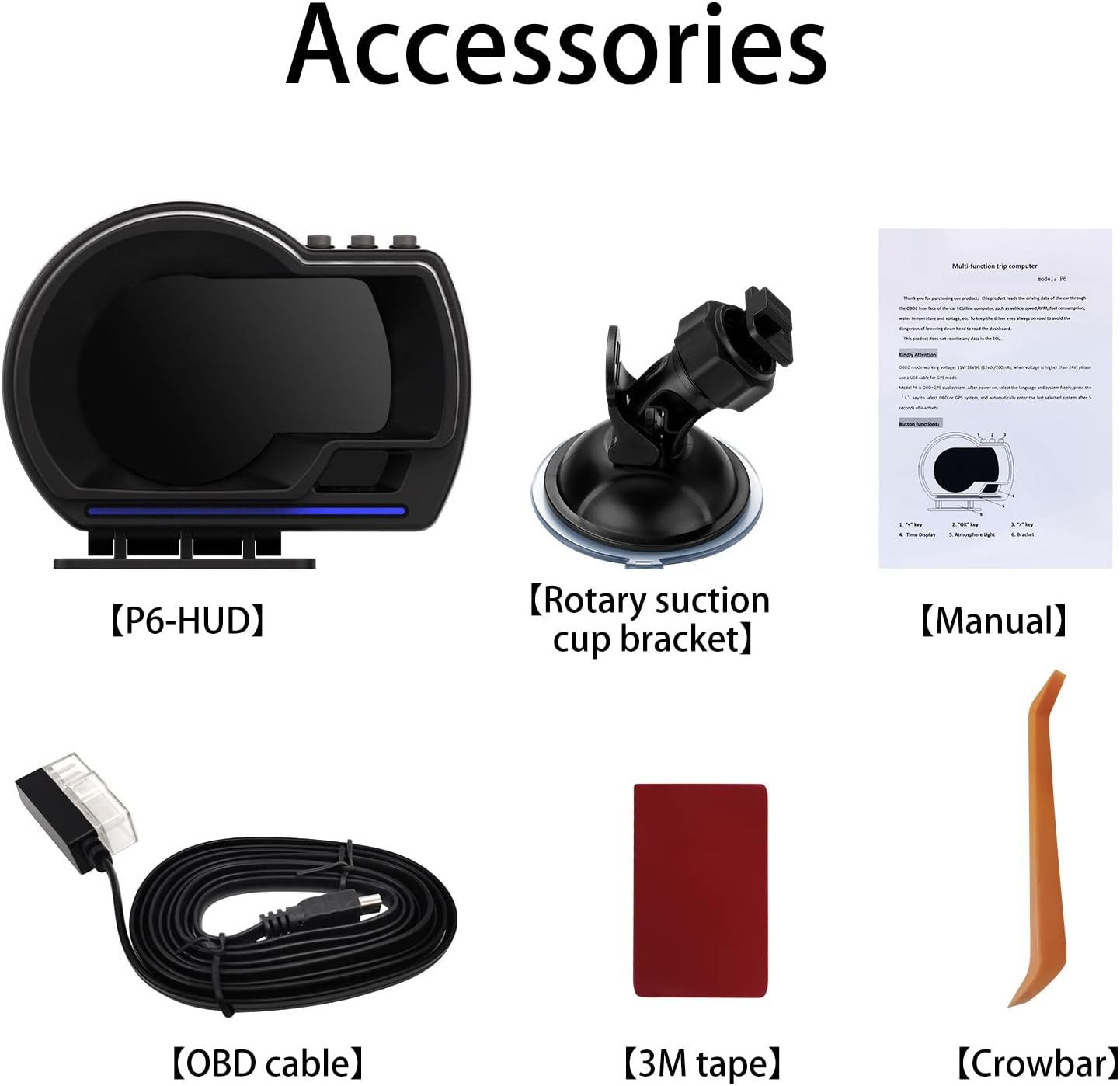 Car HUD Heads-Up Display — OBD2 Plug-In with Anti-Glare Hood