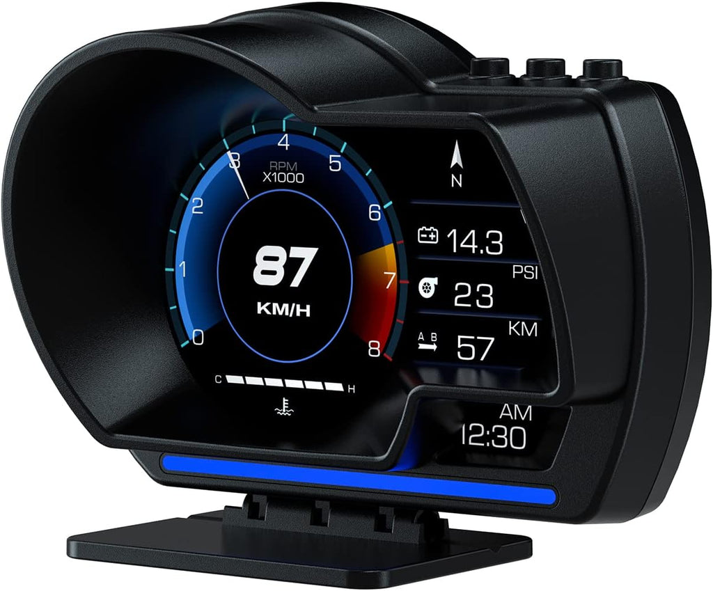 Car HUD Heads-Up Display — OBD2 Plug-In with Anti-Glare Hood