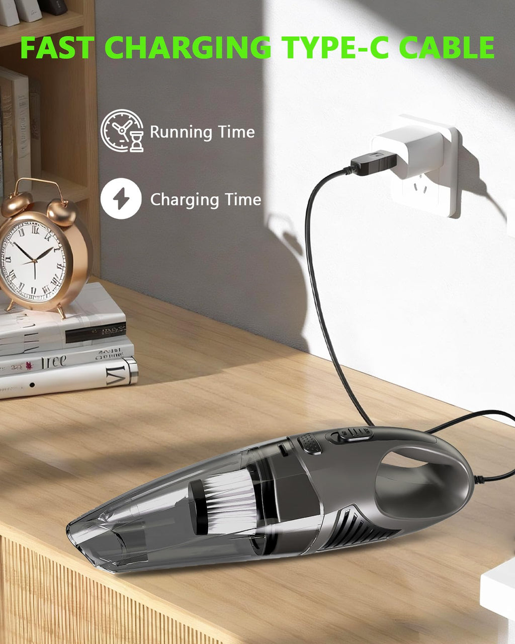 Cordless Handheld Car Vacuum — 8,000Pa Suction with 3 Attachments