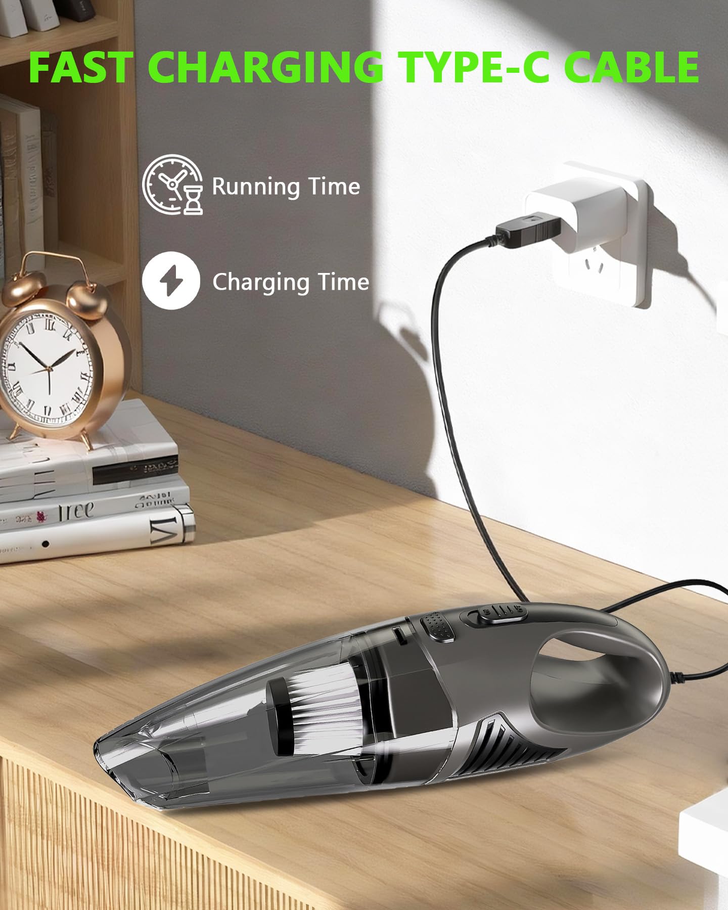 Cordless Handheld Car Vacuum — 8,000Pa Suction with 3 Attachments