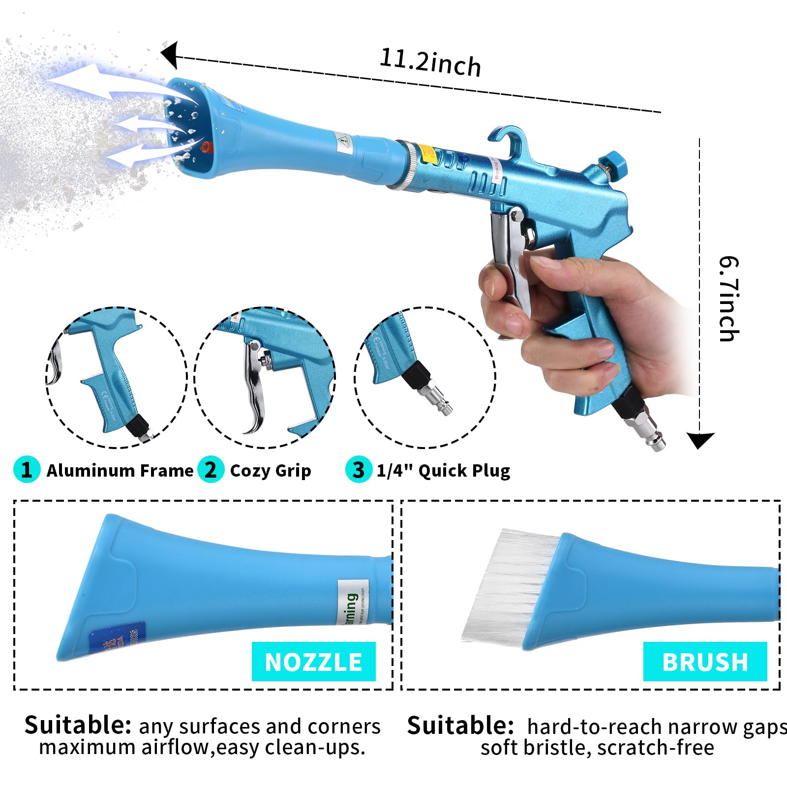 Tornado Cleaning Gun — Air Compressor Detailer with Brush