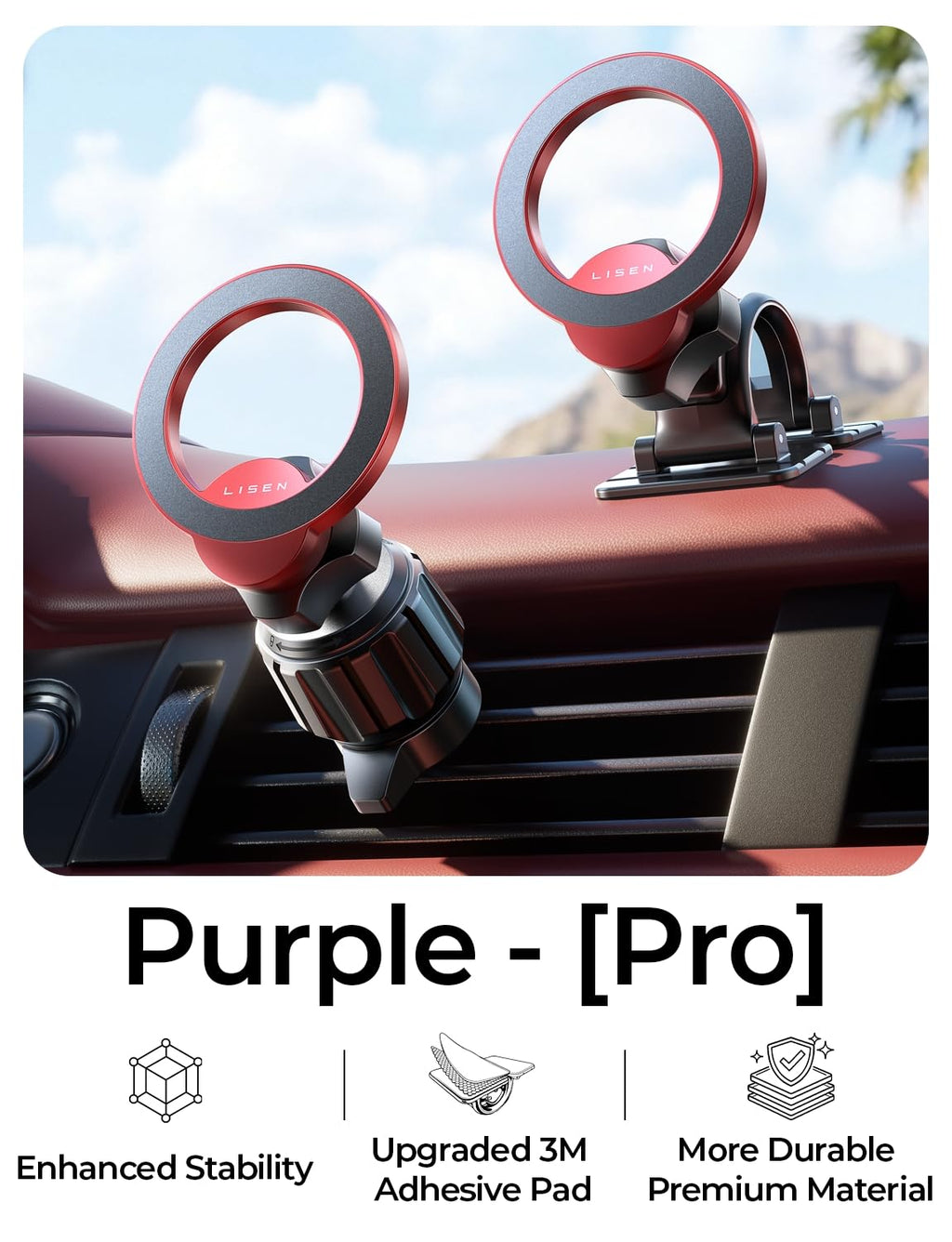Magnetic Car Phone Mount — 360° Rotation, MagSafe Compatible