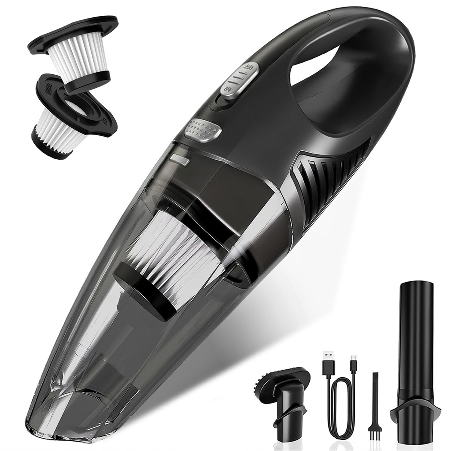 Cordless Handheld Car Vacuum — 8,000Pa Suction with 3 Attachments