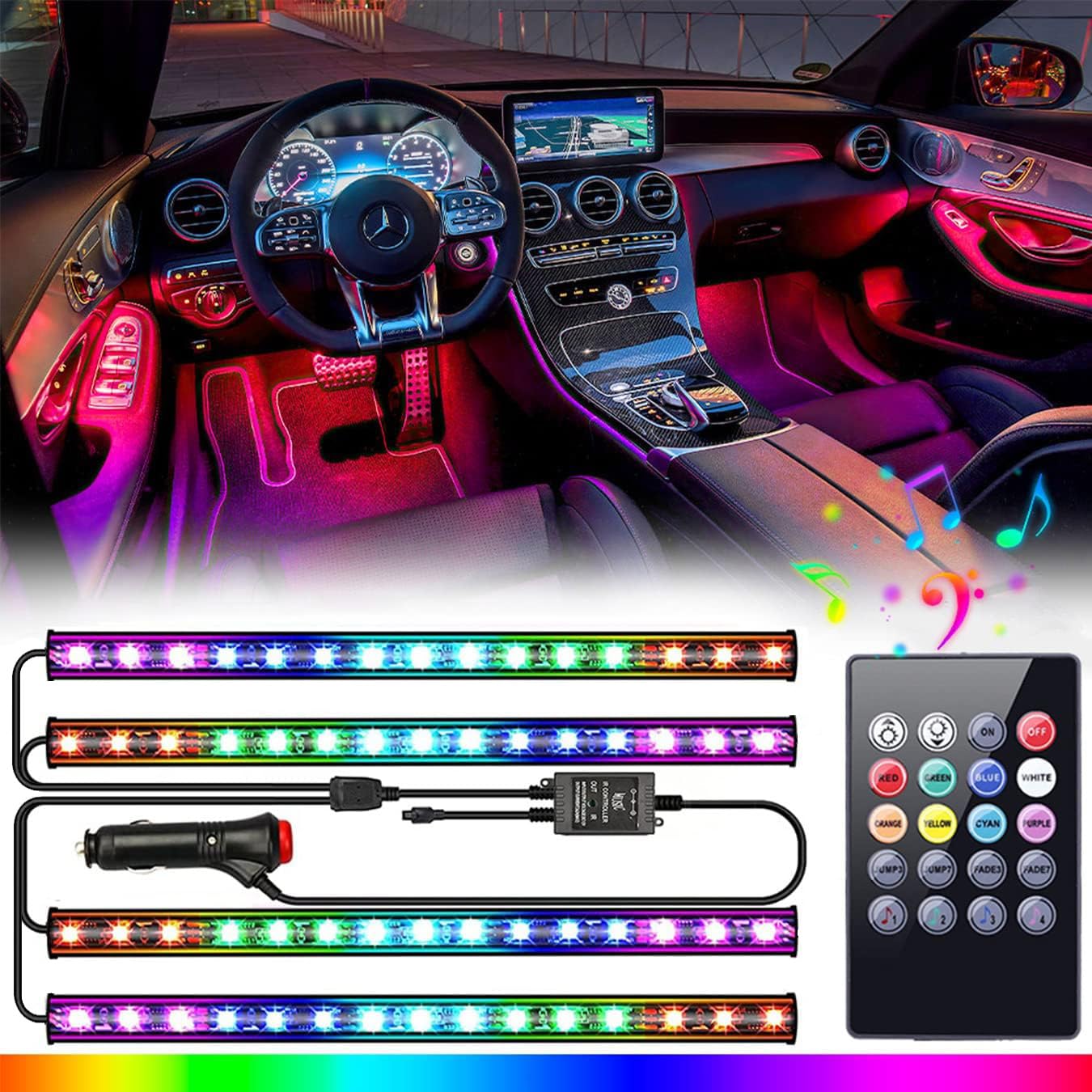 Premium Car Interior LED Strips — RGB App + Music Sync (Multi-Variant)