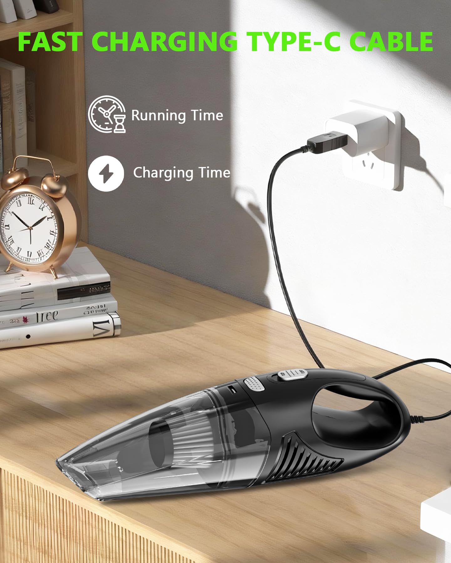 Cordless Handheld Car Vacuum — 8,000Pa Suction with 3 Attachments
