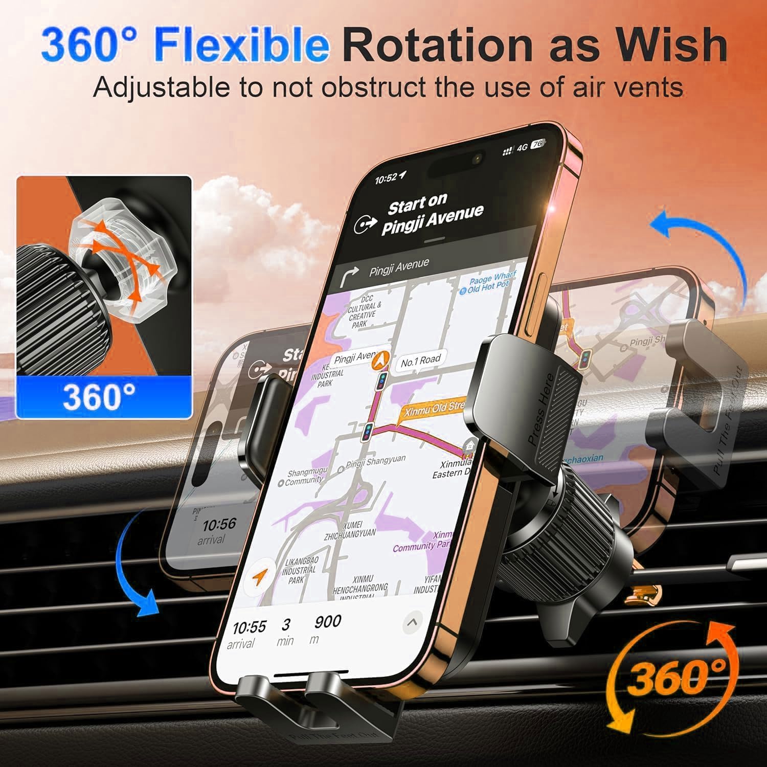 Dashboard & Vent Car Phone Mount — Universal Hands-Free Holder