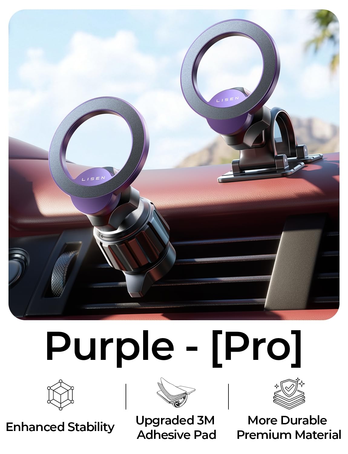 Magnetic Car Phone Mount — 360° Rotation, MagSafe Compatible