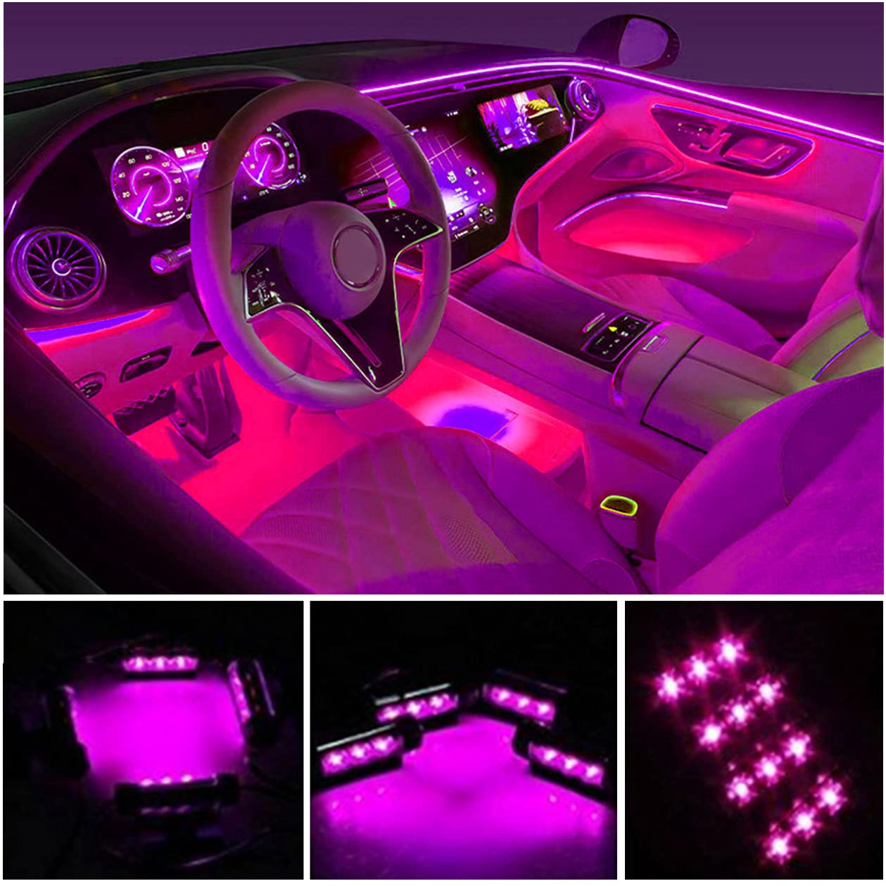 Premium Car Interior LED Strips — RGB App + Music Sync (Multi-Variant)