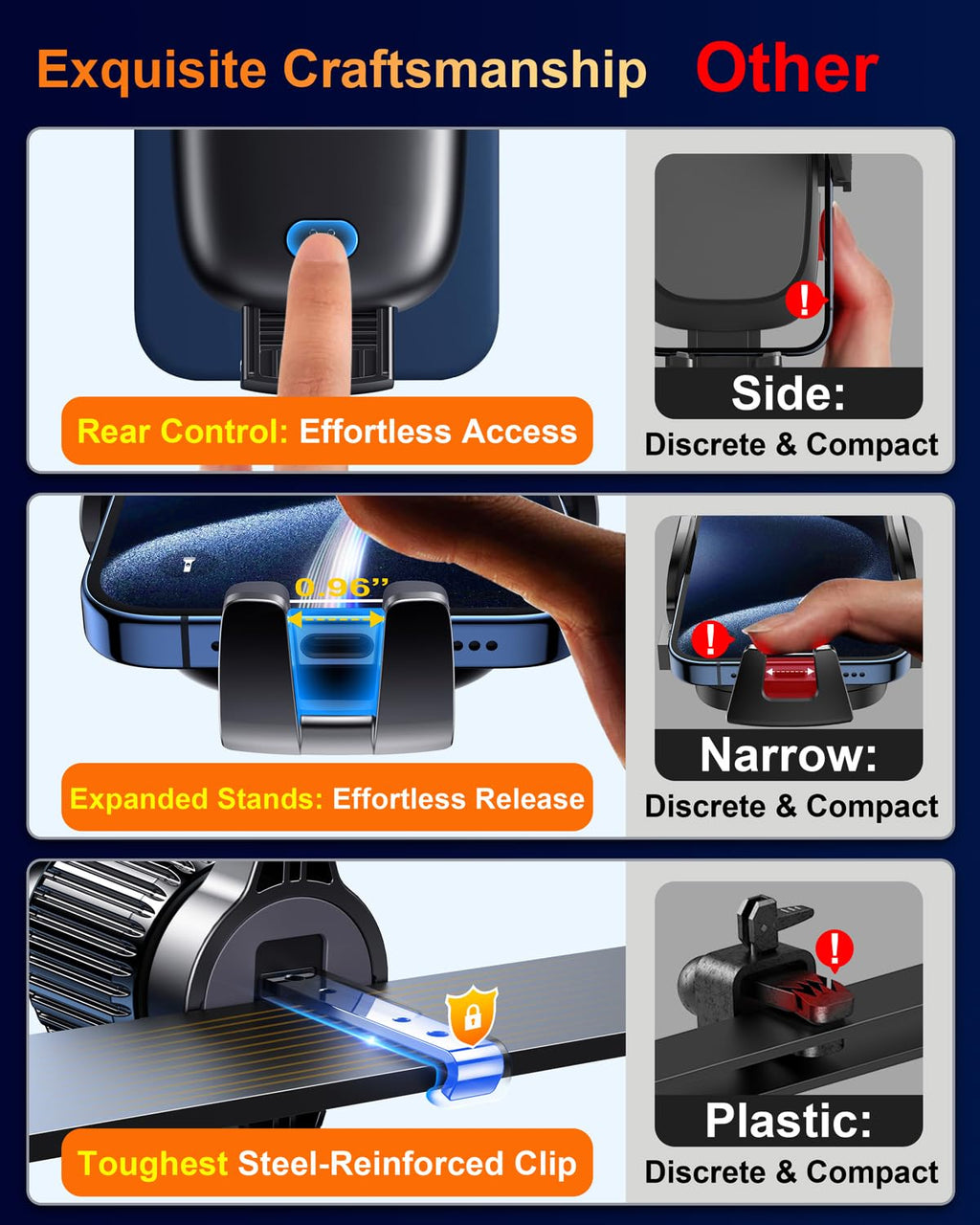 Dashboard & Vent Car Phone Mount — Universal Hands-Free Holder