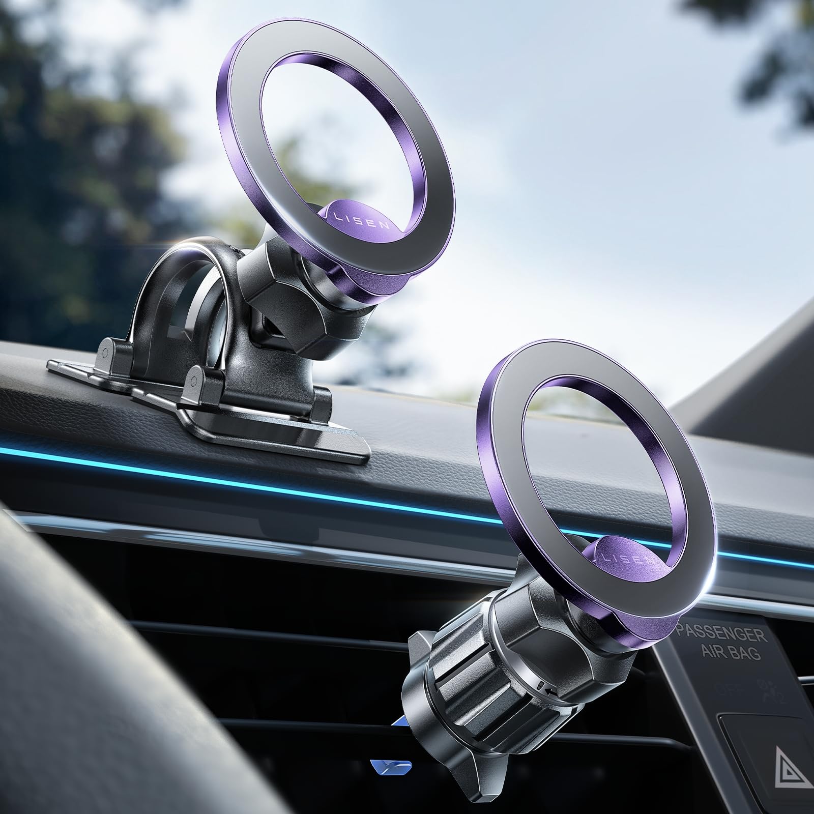 Magnetic Car Phone Mount — 360° Rotation, MagSafe Compatible