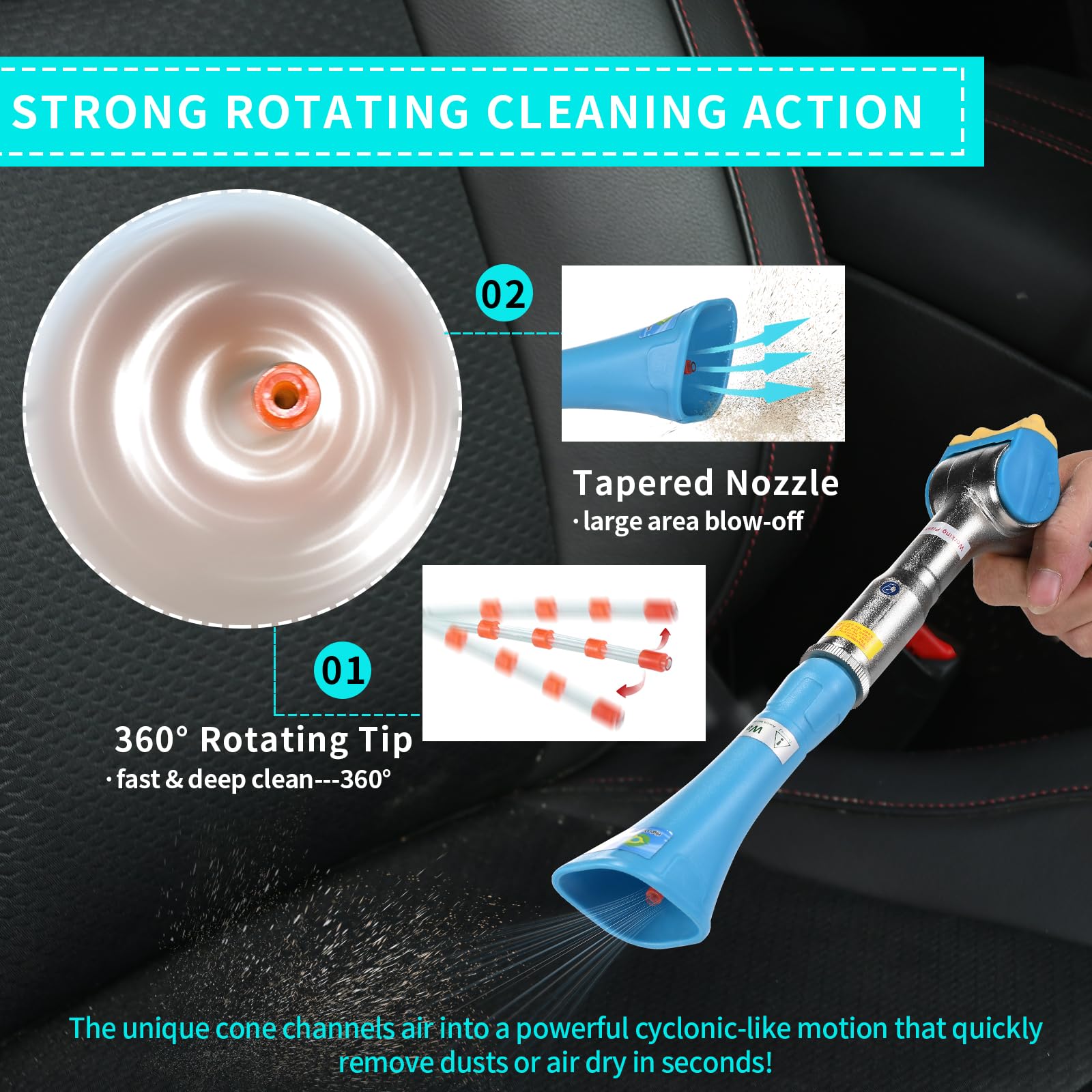 Tornado Cleaning Gun — Air Compressor Detailer with Brush