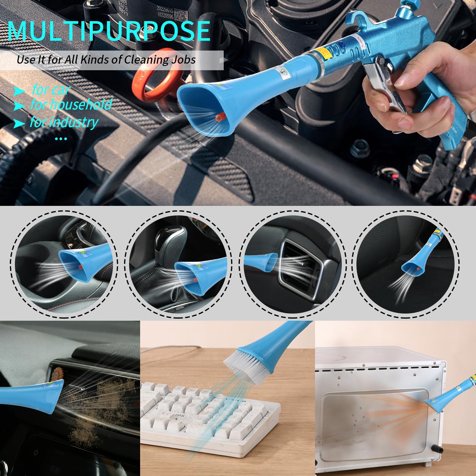 Tornado Cleaning Gun — Air Compressor Detailer with Brush