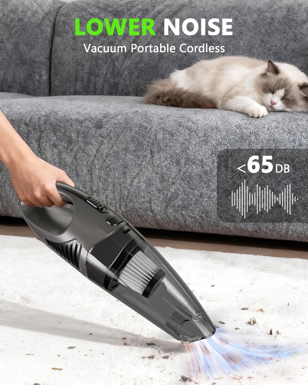 Cordless Handheld Car Vacuum — 8,000Pa Suction with 3 Attachments